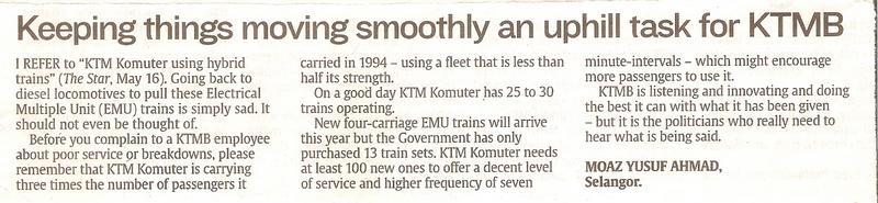 Keeping Things Moving Slowly an Uphill Task for KTMB