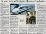 Siemens keen on KL-S'pore high-speed train deal